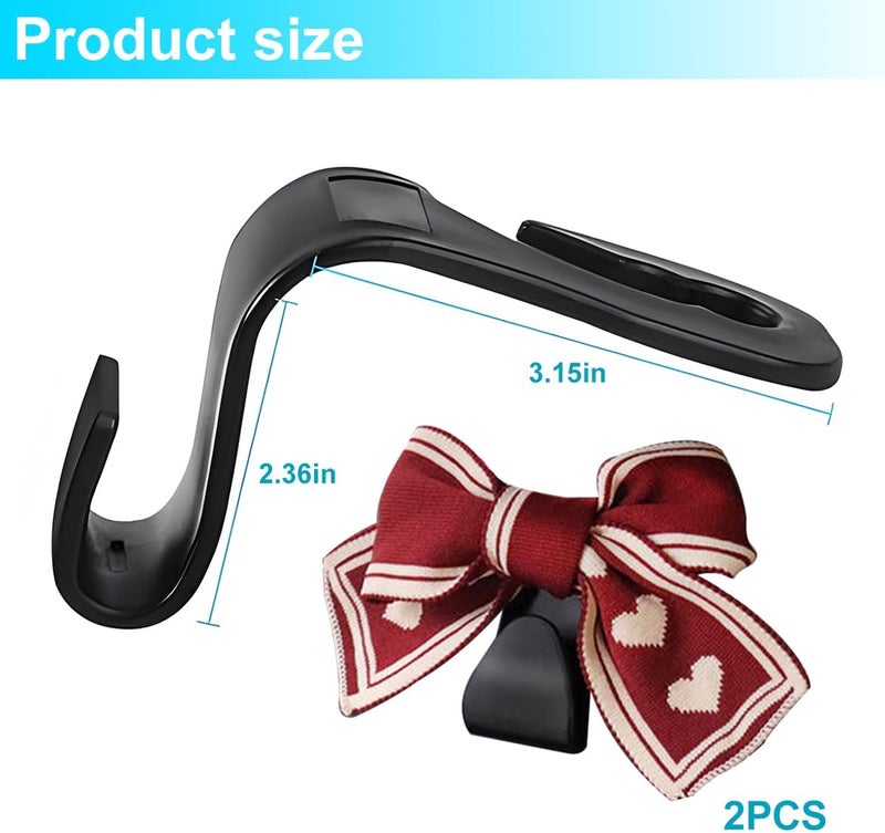 Mandark 2PCS Car Seat Headrest Hooks, Cute Bow Vehicle Hooks for Purses and Bags, Automotive Purse Hook Hanger Interior Decoration Accessories, Universal for SUV, Sedan, Truck (Red/White) - Image 2
